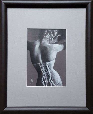 Zeichnungen mit dem Titel "Le corset" von Brigitte Dumont, Original-Kunstwerk, Pastell