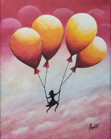 Painting titled "La trapéziste" by Brigitte Dumont, Original Artwork, Acrylic