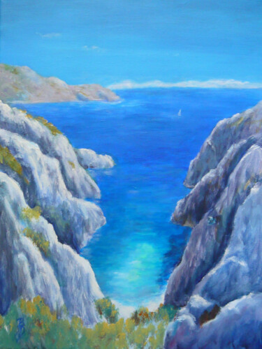 Peinture intitulée "Calanques" par Brigitte Dumont, Œuvre d'art originale, Acrylique