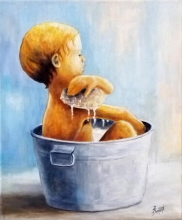 Pintura titulada "Le petit bain" por Brigitte Dumont, Obra de arte original, Oleo