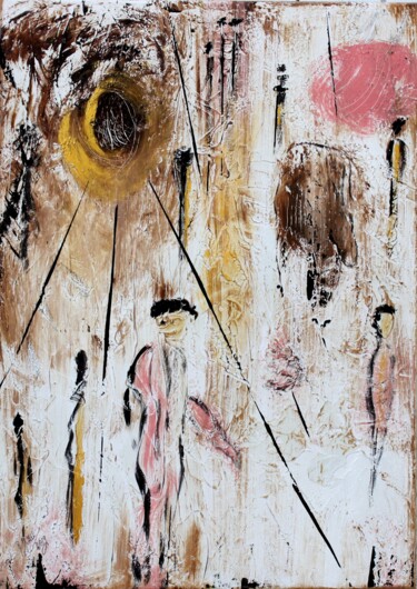 Malerei mit dem Titel "Grotte Chauvet" von Brigitte Kölli, Original-Kunstwerk, Acryl