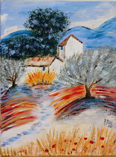 Painting titled "Été en Provence" by Brigitte Kölli, Original Artwork, Acrylic