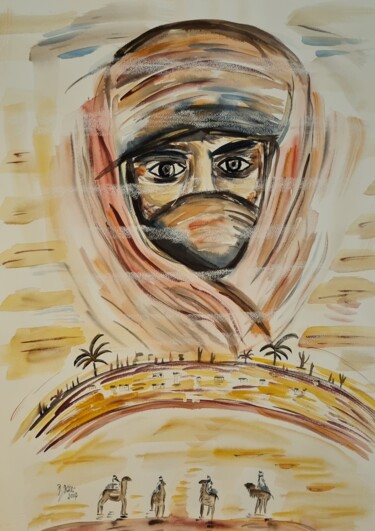 Painting titled "Der Wüstenprinz" by Brigitte Kölli, Original Artwork, Watercolor