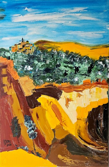 Peinture intitulée "Le Sentier des Ocres" par Brigitte Kölli, Œuvre d'art originale, Acrylique