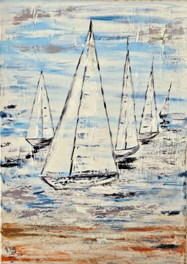 Peinture intitulée "Segelschiffe im Som…" par Brigitte Kölli, Œuvre d'art originale, Acrylique