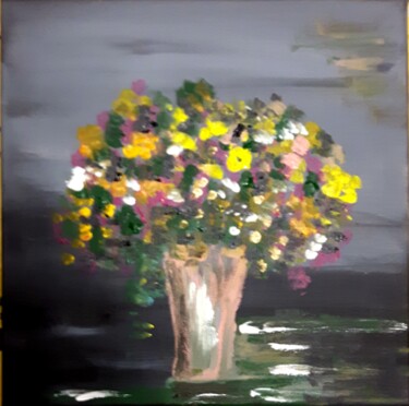 Painting titled "Last flowers" by Brigitte Kölli, Original Artwork, Acrylic