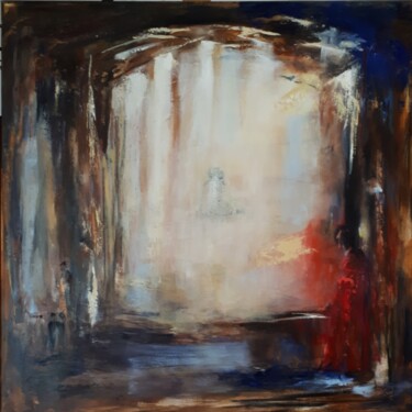 Malerei mit dem Titel "MIROIR AUX SOUVENIR…" von Brigitte Krief, Original-Kunstwerk, Acryl Auf Keilrahmen aus Holz montiert