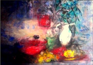 Painting titled "NATURE MORTE :" SOU…" by Brigitte Krief, Original Artwork, Acrylic Mounted on Wood Stretcher frame