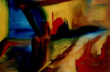 Pintura intitulada "PAYSAGE IMAGINAIRE 3" por Brigitte Krief, Obras de arte originais, Óleo