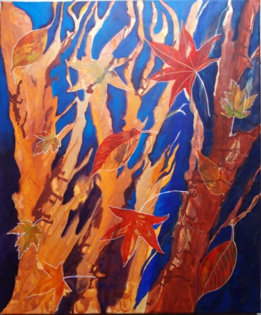 Malerei mit dem Titel "L' automne est là" von Brigitte Mathé (MBL), Original-Kunstwerk, Acryl Auf Keilrahmen aus Holz montie…