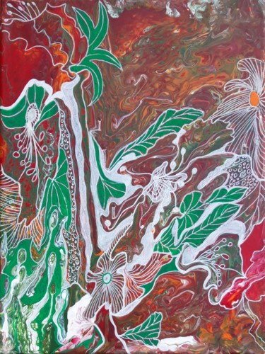 Pittura intitolato "Flowers 5" da Brigitte Mathé (MBL), Opera d'arte originale, Acrilico Montato su Telaio per barella in le…