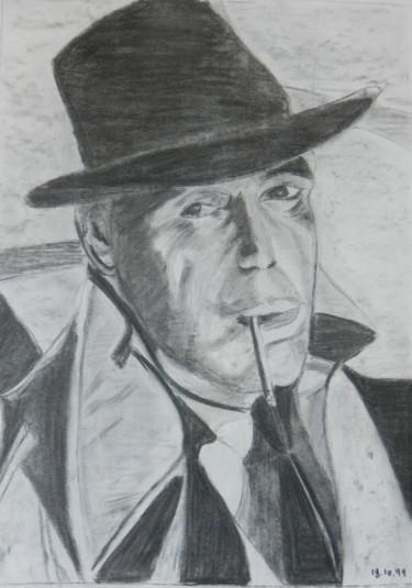 Disegno intitolato "Humphrey Bogart, "s…" da Brigitte Mathé (MBL), Opera d'arte originale, Matita