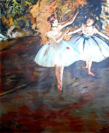 Pittura intitolato "Deux danseuses, d'a…" da Brigitte Mathé (MBL), Opera d'arte originale, Olio Montato su Telaio per barell…