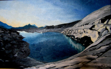 Peinture intitulée "Fjord norvégien" par Brigitte Mathé (MBL), Œuvre d'art originale, Huile Monté sur Châssis en bois