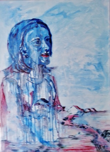Pintura titulada "Karine "série Modèl…" por Brigitte Mathé (MBL), Obra de arte original, Oleo Montado en Bastidor de camilla…