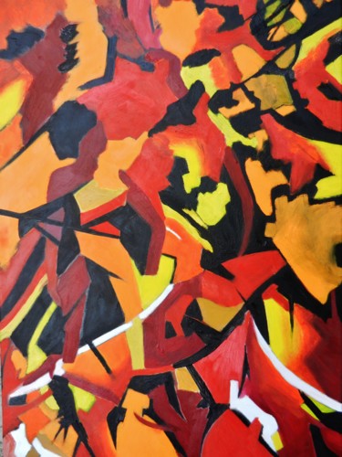 Painting titled "Camouflages" by Brigitte Mathé (MBL), Original Artwork, Oil Mounted on Wood Stretcher frame