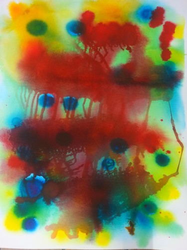 Pittura intitolato "Abstract 7" da Brigitte Mathé (MBL), Opera d'arte originale, Acquarello