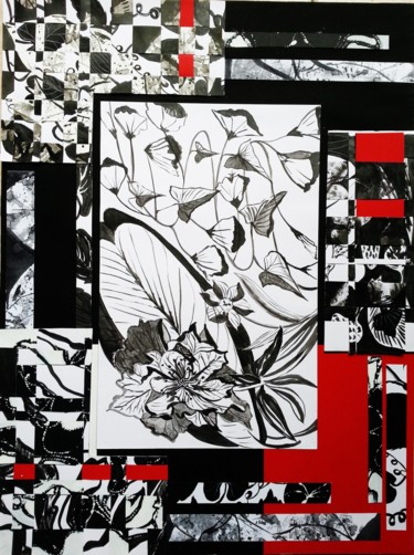 Collages getiteld "Mon jardin imaginai…" door Brigitte Mathé (MBL), Origineel Kunstwerk