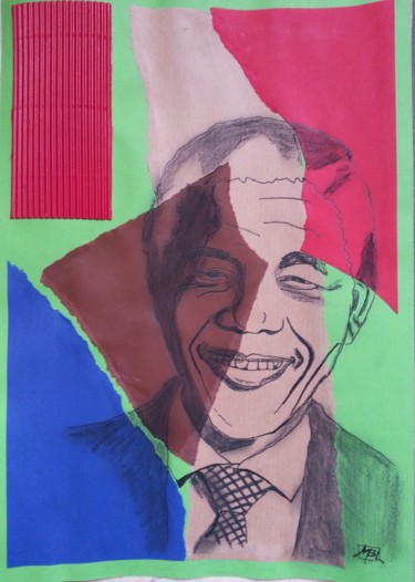 Collagen mit dem Titel "Nelson Mandela  - 2…" von Brigitte Mathé (MBL), Original-Kunstwerk, Collagen