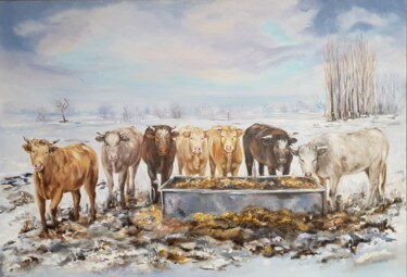 Painting titled "Les vaches 2" by Brigitte Nellissen (Ster), Original Artwork, Acrylic