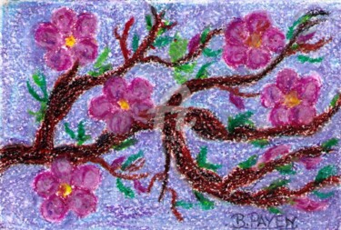 「Branche d'arbre fle…」というタイトルの描画 Brigitte Payen (B.PAYEN)によって, オリジナルのアートワーク, ワックス