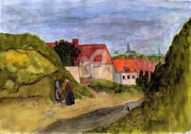Painting titled "Aquarelle Chemin de…" by Brigitte Payen (B.PAYEN), Original Artwork, Watercolor