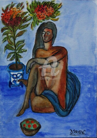 Pintura titulada "FEMME NUE" por Brigitte Payen (B.PAYEN), Obra de arte original, Acuarela Montado en Bastidor de camilla de…