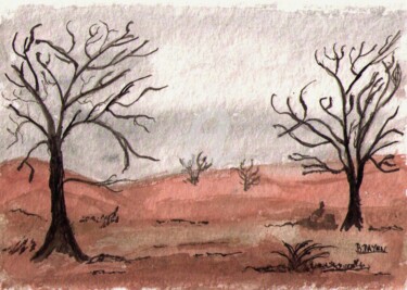 제목이 "paysage-desertique"인 그림 Brigitte Payen (B.PAYEN)로, 원작, 잉크