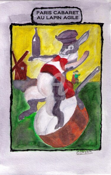 Rysunek zatytułowany „lapin-agile-montmat…” autorstwa Brigitte Payen (B.PAYEN), Oryginalna praca, Atrament