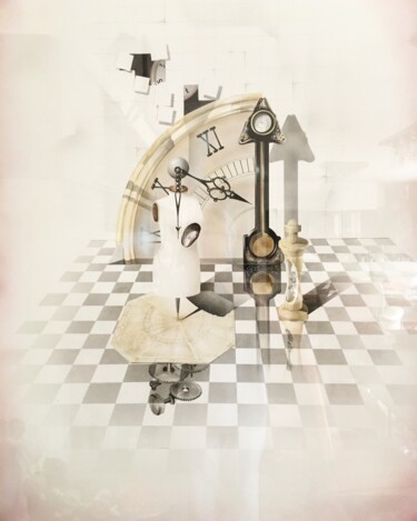 Malerei mit dem Titel "le temps qui passe…" von Brigitte Perez, Original-Kunstwerk, Airbrush Auf Glas montiert