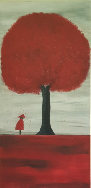 Malerei mit dem Titel "L'inconnu en rouge…" von Brigitte.S, Original-Kunstwerk, Acryl