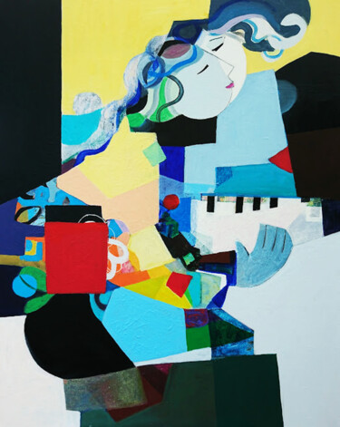 Painting titled "La musique dans mon…" by Brigitte Szpiro, Original Artwork, Acrylic