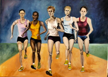 Malerei mit dem Titel "sprint" von Brigitte Tabellion Neuve-Eglise (enerenroad), Original-Kunstwerk, Acryl Auf Keilrahmen au…