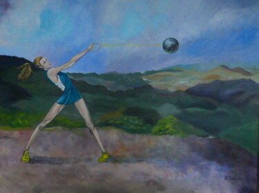 제목이 ""art &sport" lancer…"인 미술작품 Brigitte Tabellion Neuve-Eglise (enerenroad)로, 원작, 아크릴 나무 들것 프레임에 장착됨