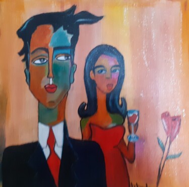 Painting titled "Tom et nana" by Brigitte Bodo, Original Artwork, Marker Mounted on Wood Stretcher frame