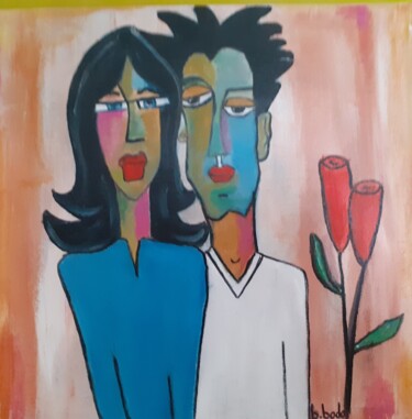 Картина под названием "Tom et nana  2" - Brigitte Bodo, Подлинное произведение искусства, Масло Установлен на Деревянная рам…