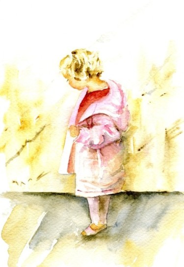 Peinture intitulée "petite fille à l'im…" par Brigitte Klein, Œuvre d'art originale, Huile