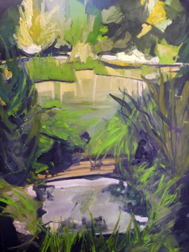 Pittura intitolato "Les bords du lac" da Brigitte Starckmann, Opera d'arte originale, Olio