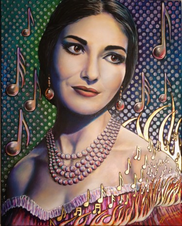 Pittura intitolato ""LA CALLAS".jpg" da Jean-Jacques Briquet, Opera d'arte originale, Acrilico