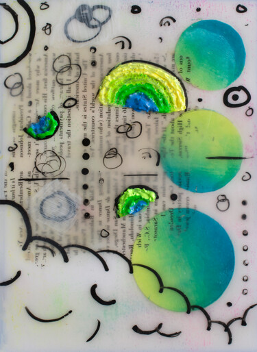 Peinture intitulée "Happy Clouds" par Brittany Ellis, Œuvre d'art originale, Acrylique