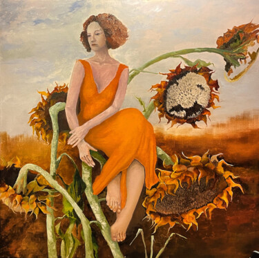 Schilderij getiteld "Harvest Godess" door Razvan Burnete, Origineel Kunstwerk, Olie