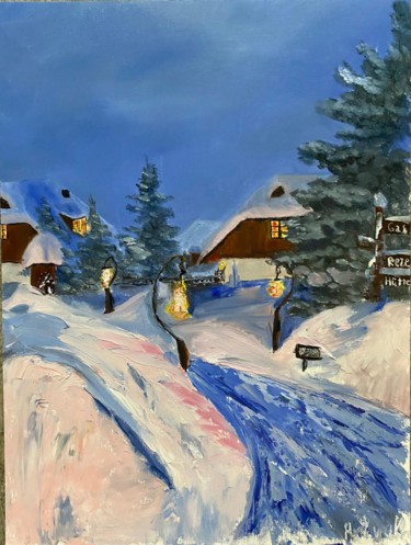Schilderij getiteld "Christmas eve in Al…" door Artyukh, Origineel Kunstwerk, Olie