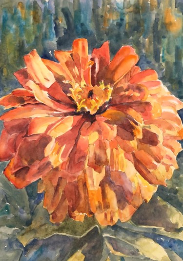 Ζωγραφική με τίτλο "End of Summer Blooms" από Bronwen Jones, Αυθεντικά έργα τέχνης, Ακουαρέλα