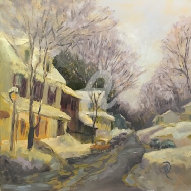 Картина под названием "Snow-covered Village" - B.Rossitto, Подлинное произведение искусства, Масло