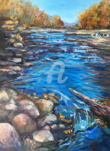 Pittura intitolato "Salmon River Blues…" da B.Rossitto, Opera d'arte originale, Olio