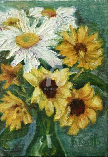 Painting titled "Sunny Bouquet" by B.Rossitto, Original Artwork, Oil