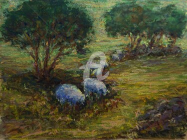 Картина под названием "Pastoral Landscape…" - B.Rossitto, Подлинное произведение искусства, Пастель