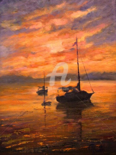Painting titled "The Day is Done" by B.Rossitto, Original Artwork, Oil