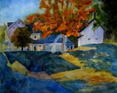 Painting titled "Chester farmhouse A…" by B.Rossitto, Original Artwork, Watercolor