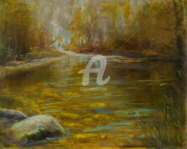 Картина под названием "Lazy Yellow River" - B.Rossitto, Подлинное произведение искусства, Масло